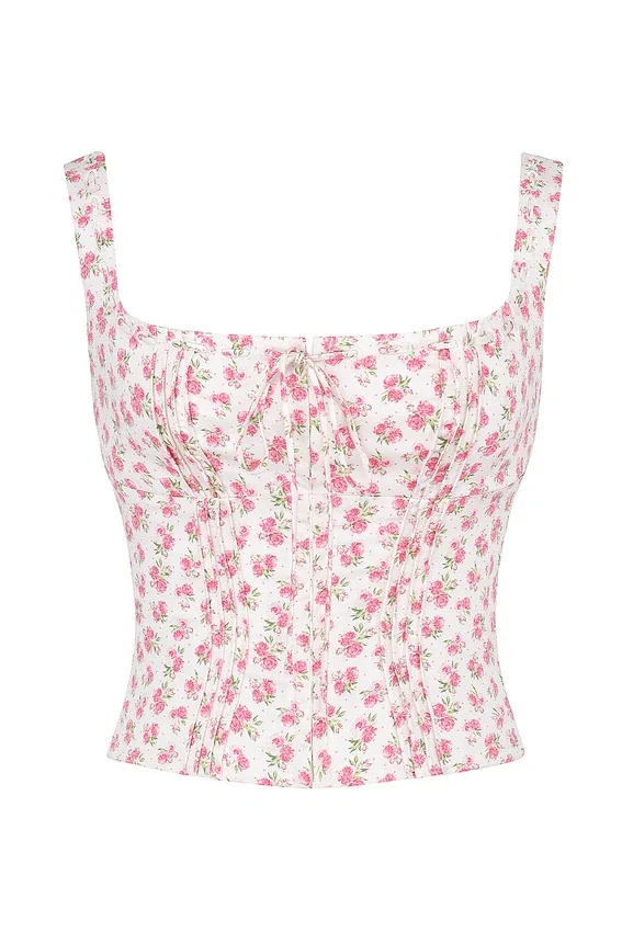 Chicca White Rosebud Print Top Chicca White Rosebud Print Top