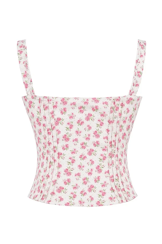 Chicca White Rosebud Print Top Chicca White Rosebud Print Top