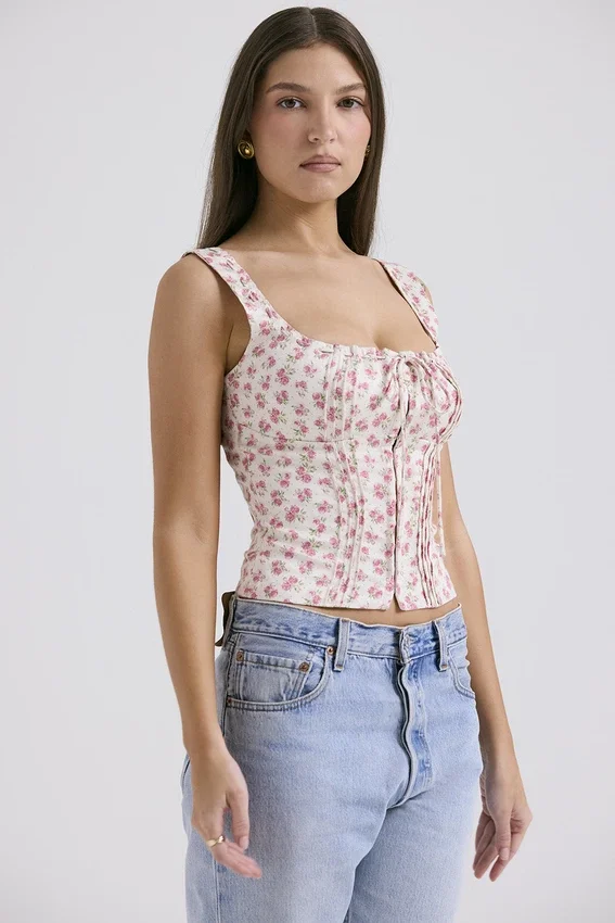 Chicca White Rosebud Print Top Chicca White Rosebud Print Top