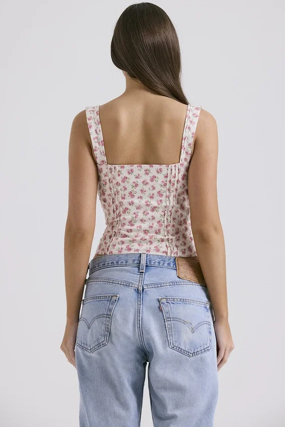Chicca White Rosebud Print Top Chicca White Rosebud Print Top