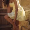 Chloe Lemon Custom Lace Cotton Broderie Anglaise Mini Dress Chloe Lemon Custom Lace Cotton Broderie Anglaise Mini Dress