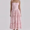 Chloe Pink Cotton Broderie Anglais Lace Midi Sundress Chloe Pink Cotton Broderie Anglais Lace Midi Sundress