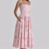 Chloe Pink Cotton Broderie Anglais Lace Midi Sundress Chloe Pink Cotton Broderie Anglais Lace Midi Sundress