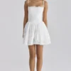 Chloe White Custom Lace + Cotton Broderie Anglaise Mini Dress Chloe White Custom Lace + Cotton Broderie Anglaise Mini Dress