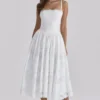 Chloe White Custom Lace + Cotton Midi Sundress