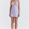 Christa Embroidered Lavender Mini Dress