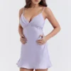 Christa Embroidered Lavender Mini Dress