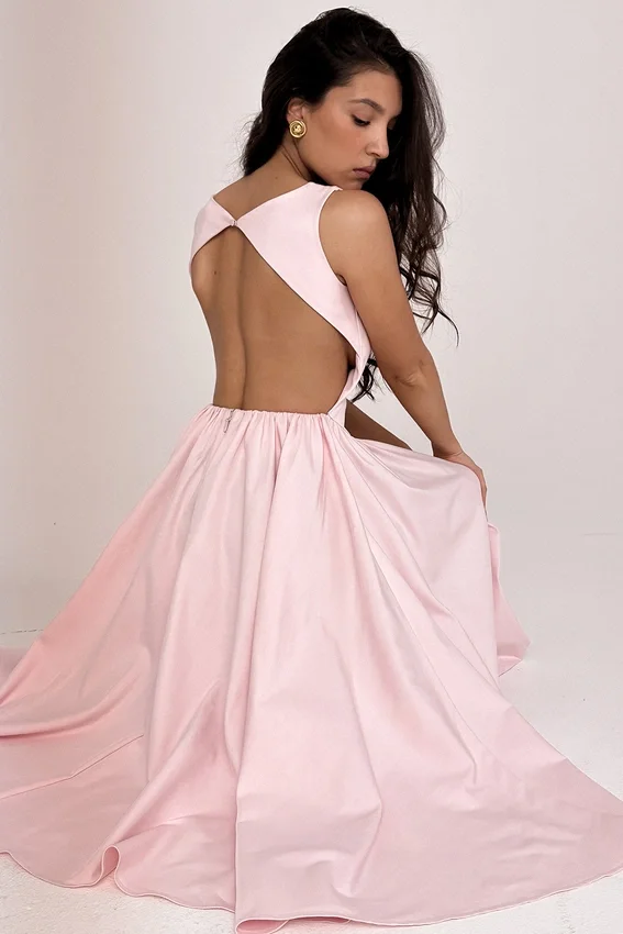 Cindy Ballerina Pink Twill Midi Sundress Cindy Ballerina Pink Twill Midi Sundress