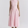 Cindy Ballerina Pink Twill Midi Sundress Cindy Ballerina Pink Twill Midi Sundress
