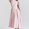 Cindy Ballerina Pink Twill Midi Sundress Cindy Ballerina Pink Twill Midi Sundress