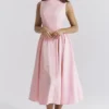 Cindy Ballerina Pink Twill Midi Sundress Cindy Ballerina Pink Twill Midi Sundress