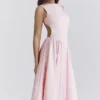 Cindy Ballerina Pink Twill Midi Sundress Cindy Ballerina Pink Twill Midi Sundress
