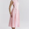 Cindy Ballerina Pink Twill Midi Sundress Cindy Ballerina Pink Twill Midi Sundress