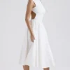 Cindy White Twill Midi Sundress