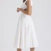 Cindy White Twill Midi Sundress