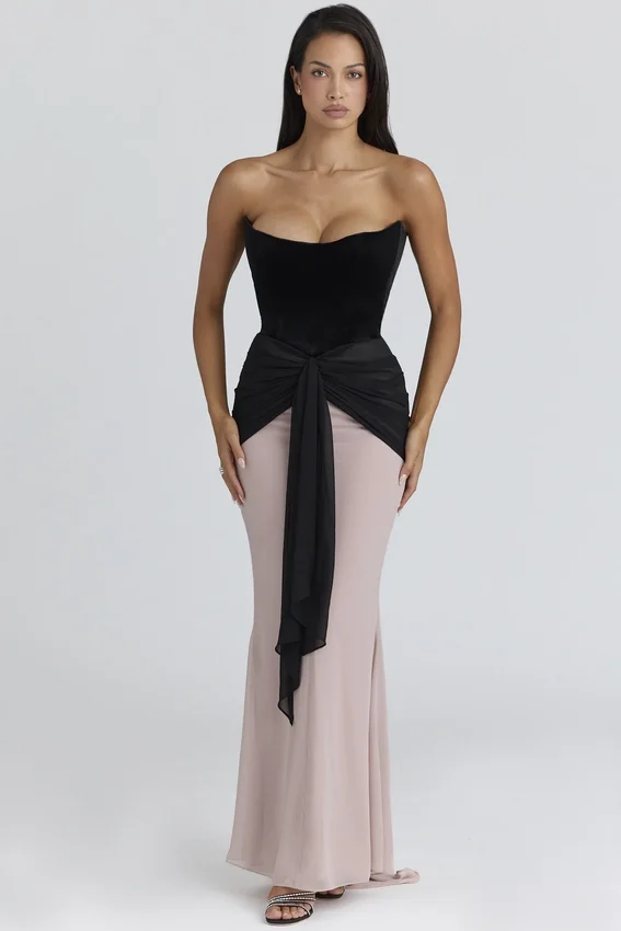 Clara Black & Blush Chiffon Maxi Dress – Limited Edition Clara Black & Blush Chiffon Maxi Dress – Limited Edition