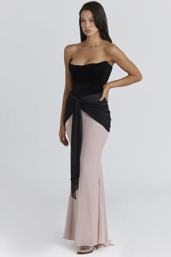Clara Black & Blush Chiffon Maxi Dress – Limited Edition Clara Black & Blush Chiffon Maxi Dress – Limited Edition
