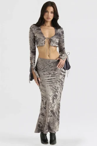 Clara Pewter Bias Cut Midi Skirt Clara Pewter Bias Cut Midi Skirt