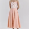 Clarabelle Peach Cotton Detachable Corset Midi SunDress