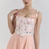 Clarabelle Peach Cotton Detachable Corset Midi SunDress