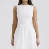 Claretta White Pleated Cotton Mini Dress Claretta White Pleated Cotton Mini Dress
