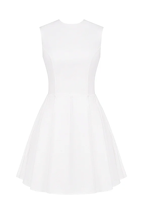 Claretta White Pleated Cotton Mini Dress Claretta White Pleated Cotton Mini Dress