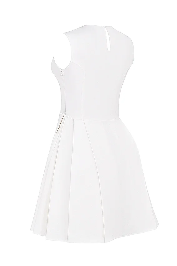 Claretta White Pleated Cotton Mini Dress Claretta White Pleated Cotton Mini Dress