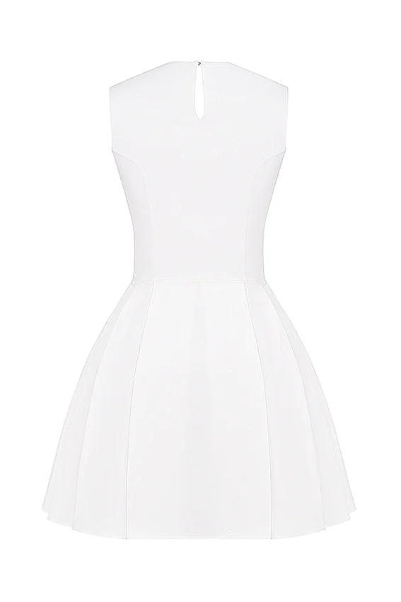 Claretta White Pleated Cotton Mini Dress Claretta White Pleated Cotton Mini Dress