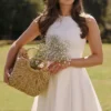 Claretta White Pleated Cotton Mini Dress Claretta White Pleated Cotton Mini Dress