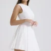 Claretta White Pleated Cotton Mini Dress Claretta White Pleated Cotton Mini Dress