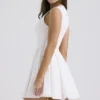 Claretta White Pleated Cotton Mini Dress Claretta White Pleated Cotton Mini Dress