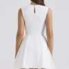 Claretta White Pleated Cotton Mini Dress Claretta White Pleated Cotton Mini Dress
