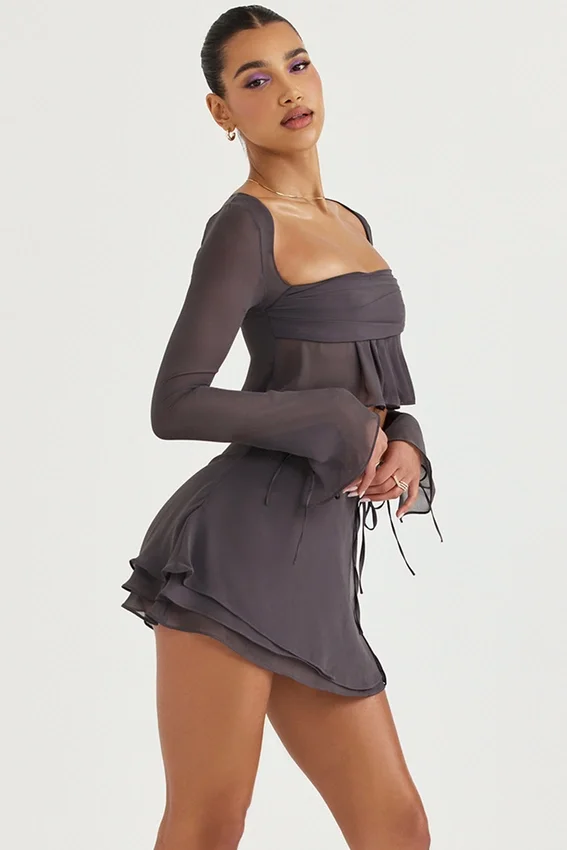 Clarice Shadow Floaty Layered Mini Skirt Clarice Shadow Floaty Layered Mini Skirt