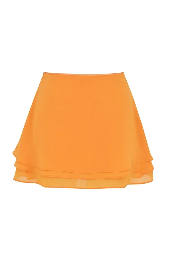 Clarice Tangerine Floaty Layered Mini Skirt Clarice Tangerine Floaty Layered Mini Skirt