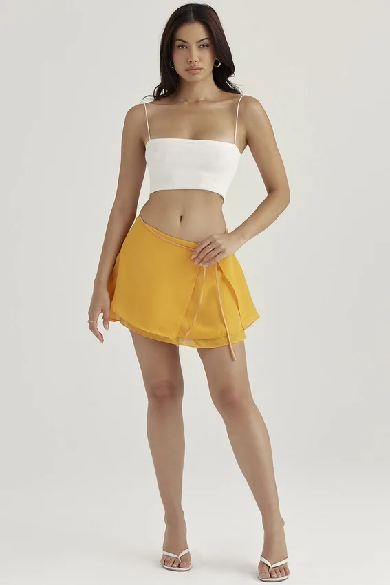 Clarice Tangerine Floaty Layered Mini Skirt Clarice Tangerine Floaty Layered Mini Skirt