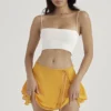 Clarice Tangerine Floaty Layered Mini Skirt Clarice Tangerine Floaty Layered Mini Skirt