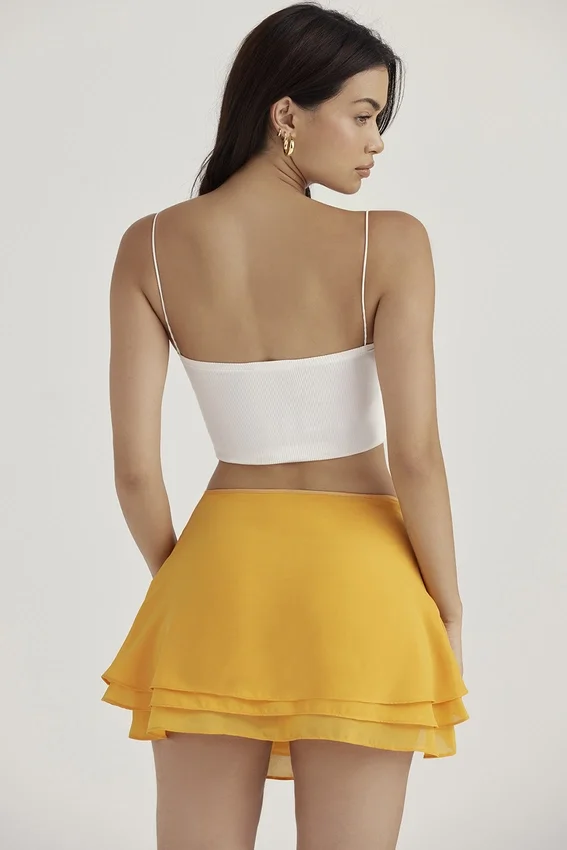 Clarice Tangerine Floaty Layered Mini Skirt Clarice Tangerine Floaty Layered Mini Skirt