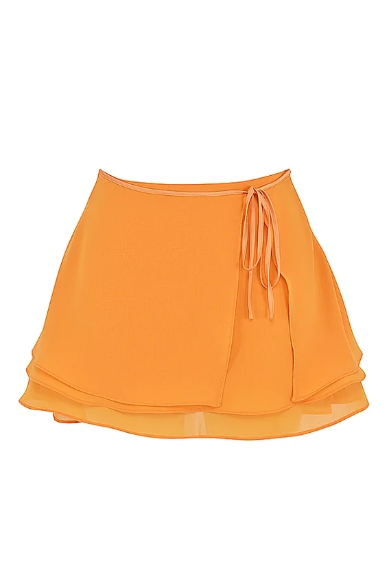 Clarice Tangerine Floaty Layered Mini Skirt Clarice Tangerine Floaty Layered Mini Skirt