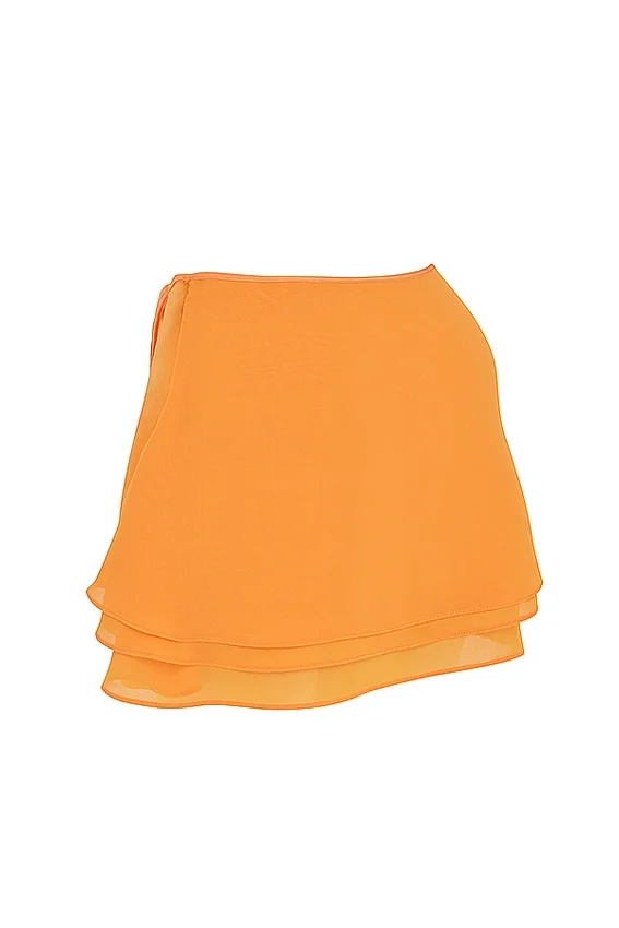 Clarice Tangerine Floaty Layered Mini Skirt Clarice Tangerine Floaty Layered Mini Skirt