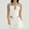 Clarice White Floaty Layered Mini Skirt Clarice White Floaty Layered Mini Skirt
