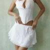 Clarice White Floaty Layered Mini Skirt Clarice White Floaty Layered Mini Skirt