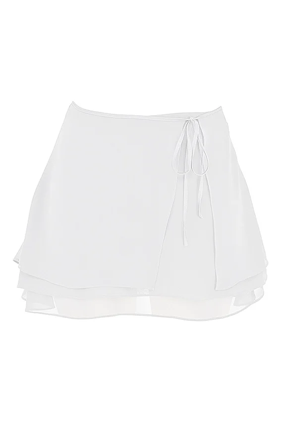Clarice White Floaty Layered Mini Skirt Clarice White Floaty Layered Mini Skirt