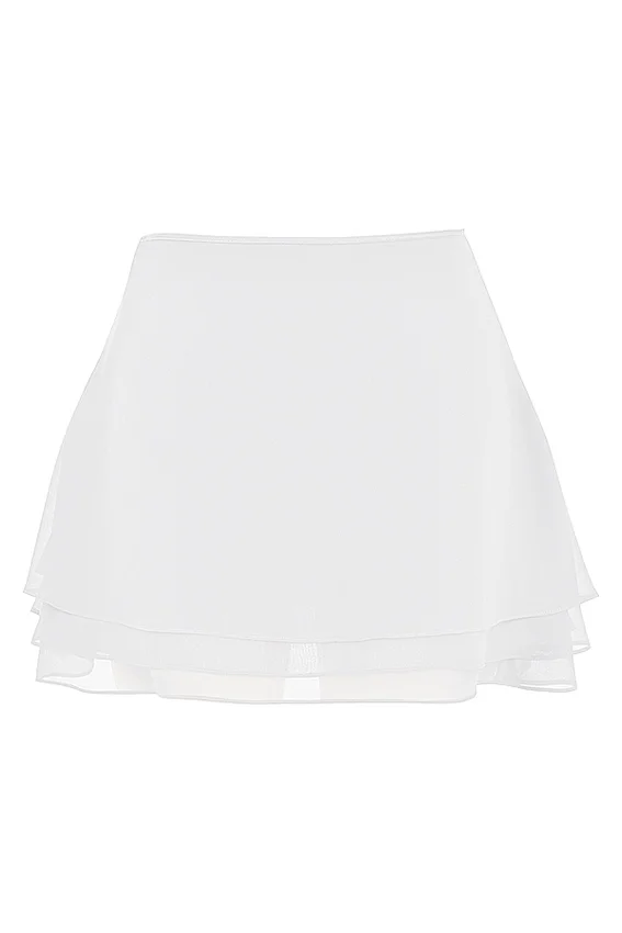 Clarice White Floaty Layered Mini Skirt Clarice White Floaty Layered Mini Skirt