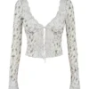 Clarissa Garden Print Lace Trim Top