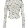 Clarissa Garden Print Lace Trim Top