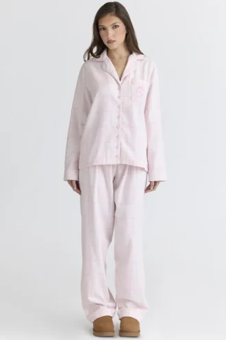 Classic PJs Pink Check Brushed Cotton Pajama Set Classic PJs Pink Check Brushed Cotton Pajama Set