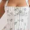 Claudia Cream Daisy Print Stretch Cotton Halter Neck Midi Dress Claudia Cream Daisy Print Stretch Cotton Halter Neck Midi Dress