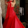 Claudia Red Stretch Cotton Button Halter Neck Midi Dress Claudia Red Stretch Cotton Button Halter Neck Midi Dress