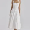 Claudia White Cotton Halter Neck Midi Dress Claudia White Cotton Halter Neck Midi Dress