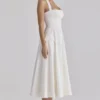 Claudia White Cotton Halter Neck Midi Dress Claudia White Cotton Halter Neck Midi Dress